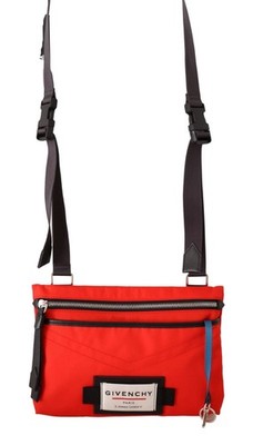 Givenchy Men Red Crossbody Bag Polyamide Downtown Flat Adjustable