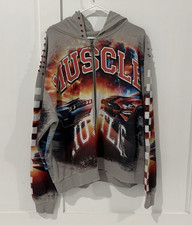 Men s L Gray Cars Graphic Print Full Zip Hood...
