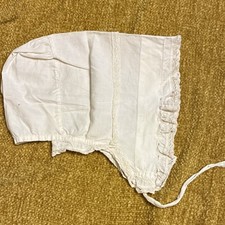 White Cotton Victorian Look Children's Bonnet with Lace Trim