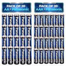 Pack de 40 Pilas Panasonic - 20 AA y 20 AAA Alimentación y Fugas de Larga Duración