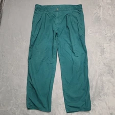 Dockers Pants Mens 38x30 Green Pleated Elastic Waist Cotton Blend Retro Casual