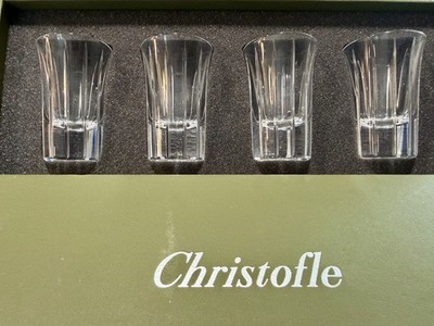 Christofle Iriana Cut Crystal Vodka Shot Glasses Set of 4 Unused France New