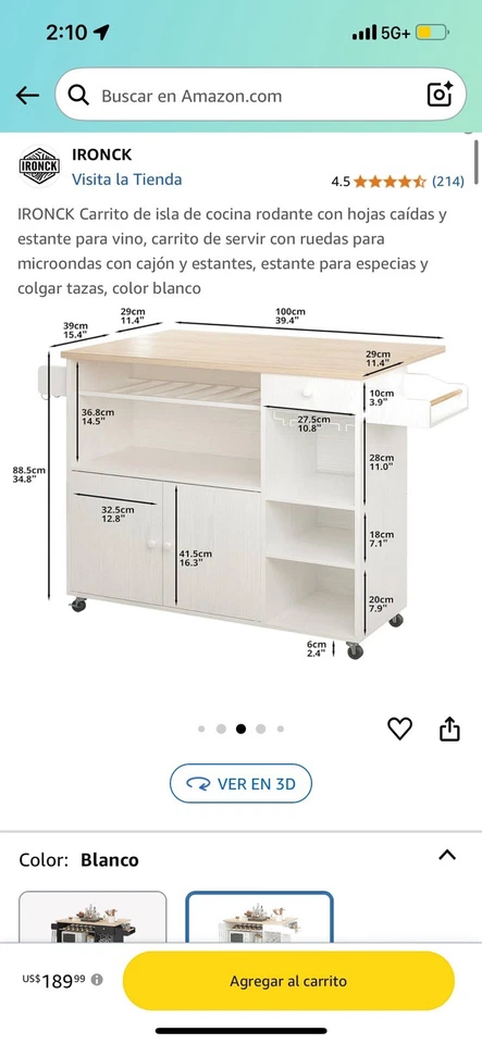 Banco Prepa cWSC-3620 Monterey Twin Cubbie - Blanco Foto 2 de 3