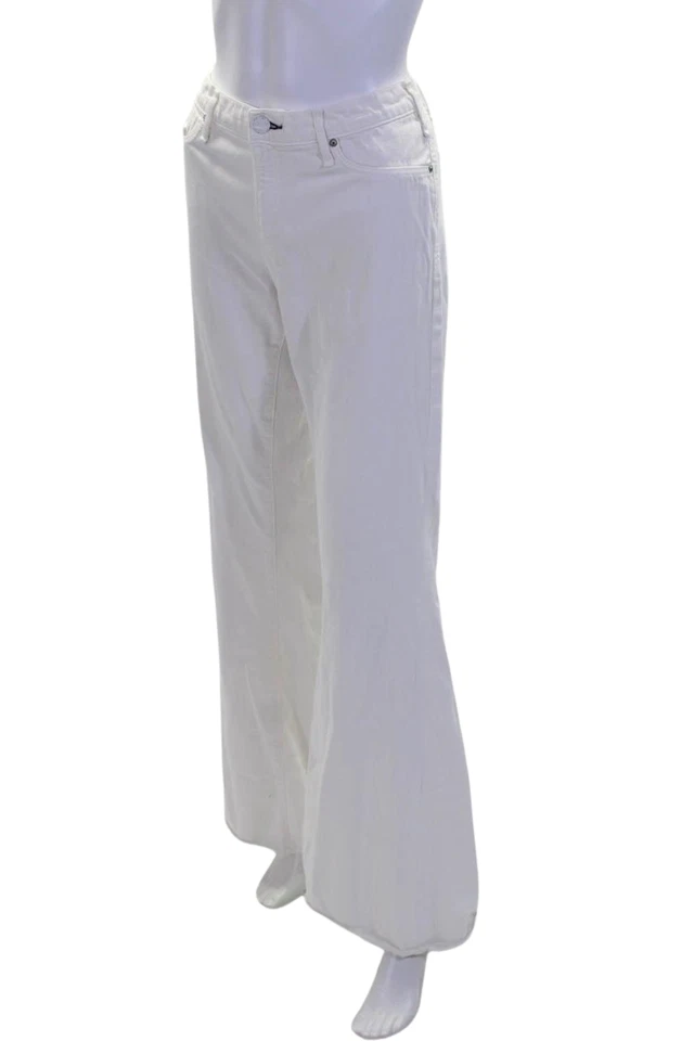 Jeans feminino McGuire cintura alta bainha crua alargada branco tamanho 29 - Imagem 2 de 4