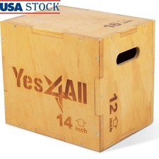 3 in 1 Plyometric Jump Box Wood Heavy Duty Adjustable Exercise Equipment Fitness