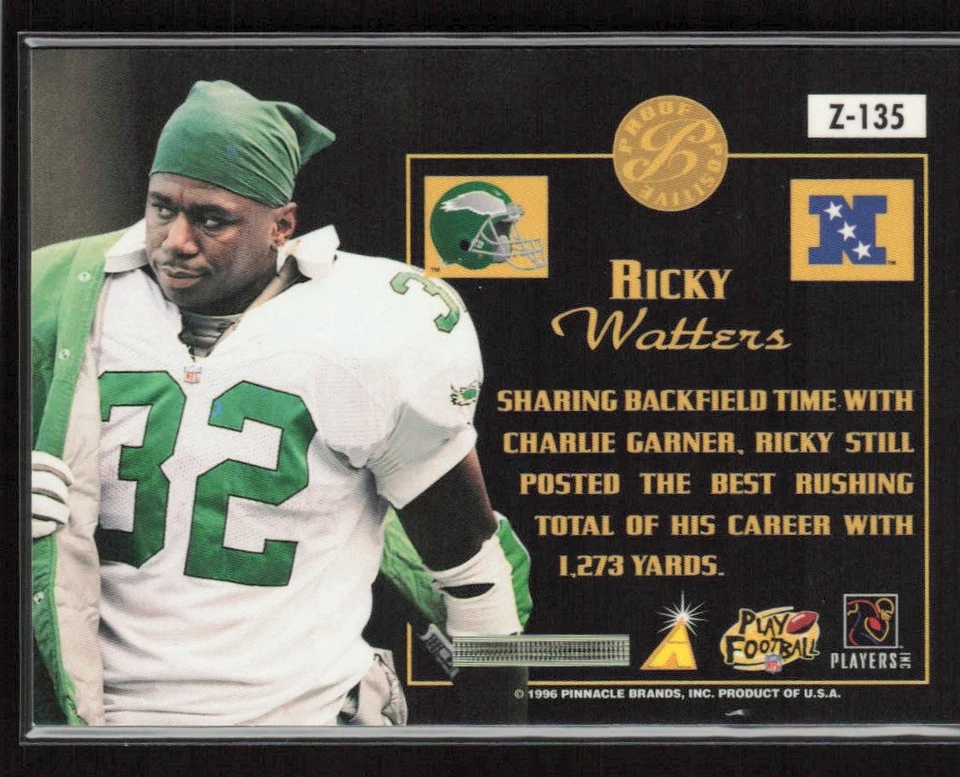 Ricky Watters 1996 Zenith #Z-135 Philadelphia Eagles - Image 2 of 2