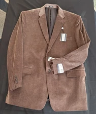Saddlebred Mens Two Button Brown Corduroy Sport Coat  Big And Tall Size 52L NWT