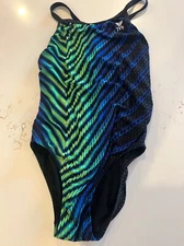 (A) TYR sz 34 Swimsuit Green / Black Abstract