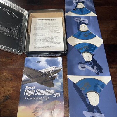 Microsoft Flight Simulator 2004 A Century of Flight 4 Disc PC Game Metal Case