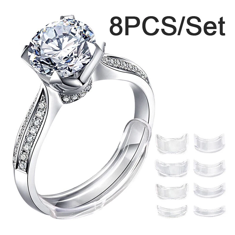 Invisible 8 Pcs Ring Size Adjuster to Fit Any Loose Rings Assorted Sizes  With Polishing Jewelry Cloth 