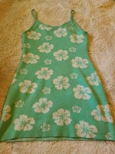 American Eagle Sweater Dress Women’s Size L Spaghetti Strap Green-White Flowers