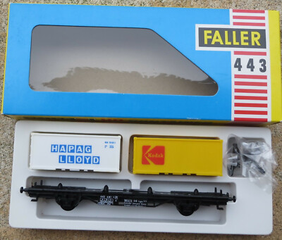 Faller AMS  443 --  Waggon mit Container  in OVP -- RAR (BNL345)