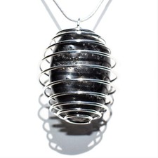 CHARGED Brazilian Black Tourmaline Crystal Pendant 20" Stainless Steel Chain