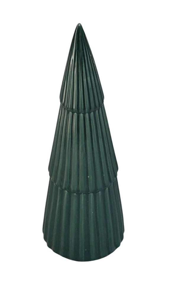 Tabletop Christmas Tree Green Ceramic Modern Geometric Decor Shelf Mantel Tiered - Image 3 of 4