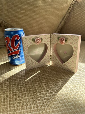 Double Heart Photo Frame 3 x 3 WITH ROSEBUDS HINGED PETALS & PROMISES BY AMSCAN