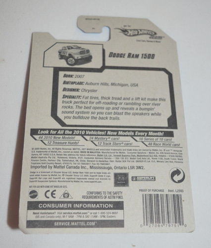 HOT WHEELS 2010 HW PERFORMANCE ' 10 - 10 OF 10 - DODGE RAM 1500 PEARL WHITE - Picture 5 of 5