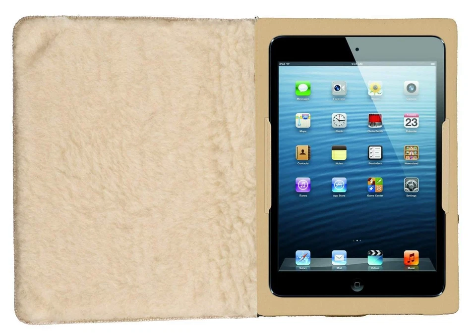 Snuggs Beige Faux Sheepskin 8' Tablets Universal Case Cover with Button Detail - Image 2 of 2