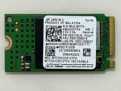 Micron 2450 M.2 2242 MTFDKCD512TFK 512GB PCIe Gen4x4 NVMe SSD