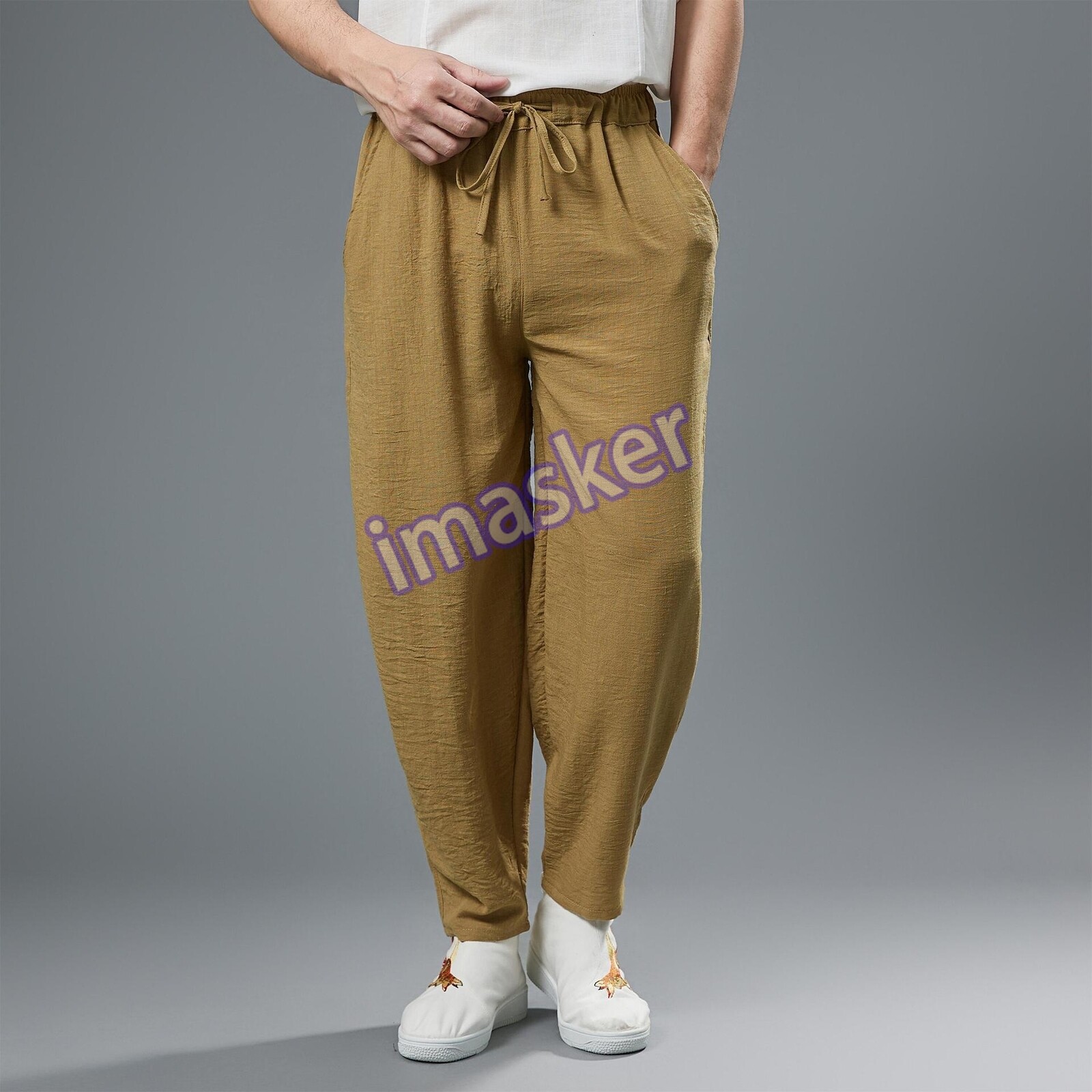 Breathable Chinese-Style Linen Harem Pants for Men