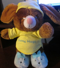 Applause vintage 1987 plush Bunny Hugs bunny in slippers night cap RARE
