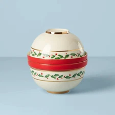 Lenox China HOLIDAY Holly  Christmas Luna 8-Piece Nesting Dinnerware Set - N/O