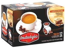 12 Indulgio ENGLISH TOFFEE Cappuccino K-Cup Coffee Pods Keurig-1 box 2025/26