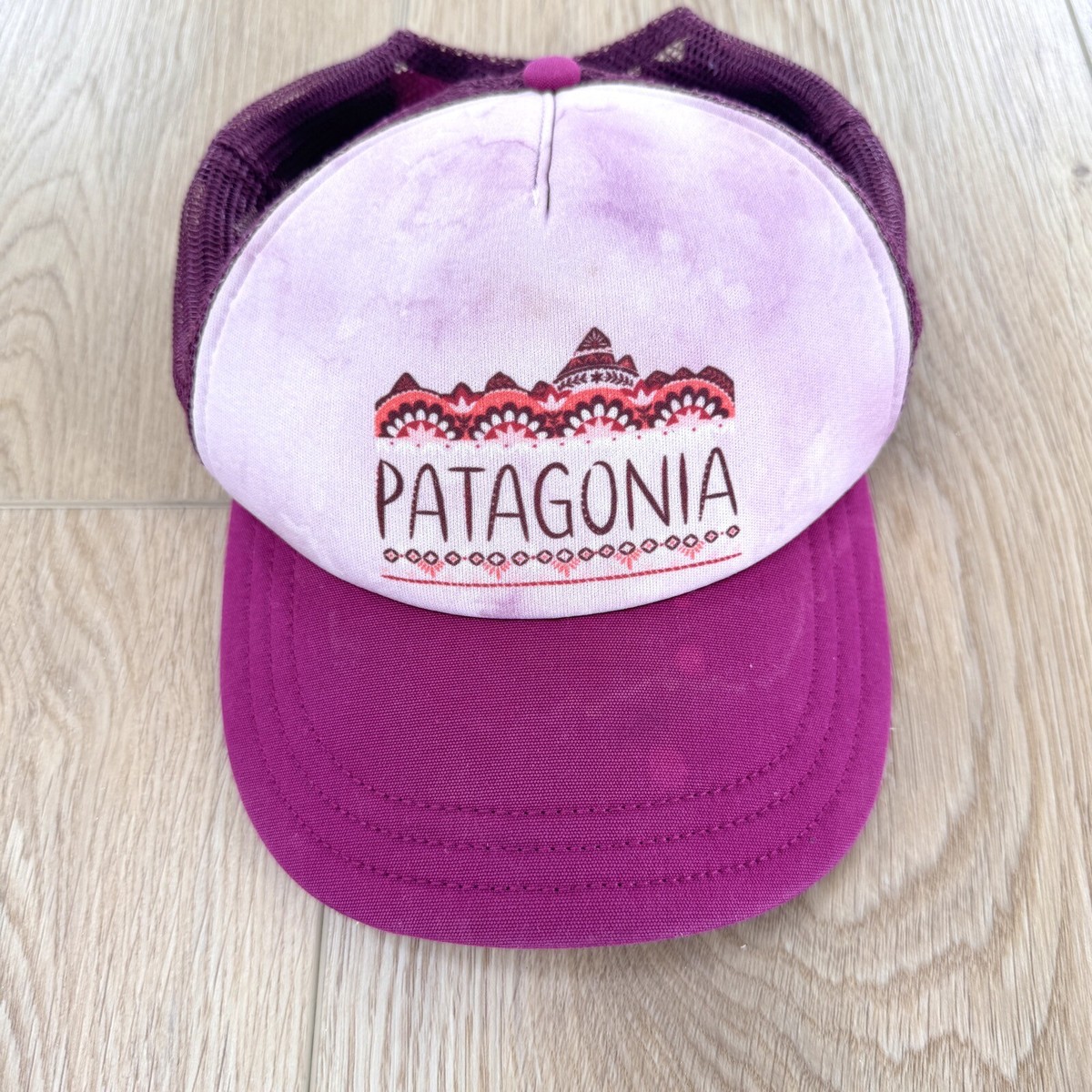 Patagonia Pink Spell Out Trucker Hat Snapback Purple Mesh
