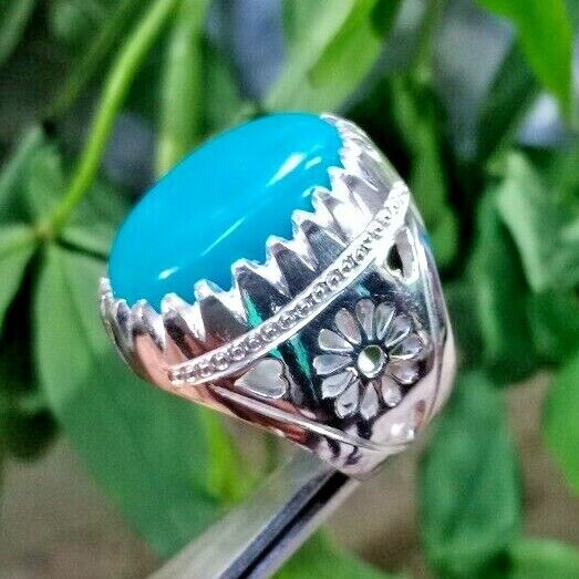 Natural Hussani Feroza Ring For Mens Original Neeshapuri Feroza Turquoise Ring 