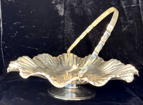 MAPPIN & WEBB 1937 RUFFLED THICK GAUGE STERLING SILVER HANDLED PLATTER 1 LB 4OZ