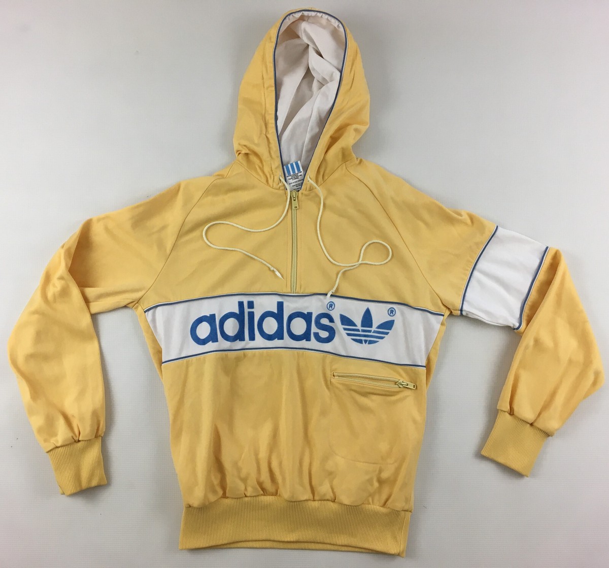 トップス adidas Classics SST Preloved Yellow 2XL Adidas 1980s New York hoodie yellow hooded top made in West