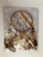 Dreamcatcher "Legend of the Dreamcatcher" Brown-White Feathers  Beads