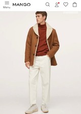 Mango Shearling-effect Wool Coat Men Size L