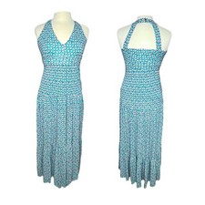 Anthropologie Maeve Mabel Tiered Maxi Dress Blue Motif Womens XS