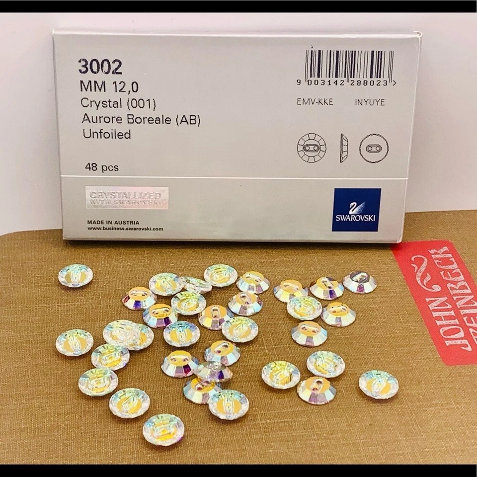 Versiegelte Box 48 Swarovski Kristall Knöpfe 12mm AB - Bild 4 von 4