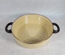 Vintage Almond Double Handle Veggie Pasta Steamer Insert Strainer Colander 10.5"