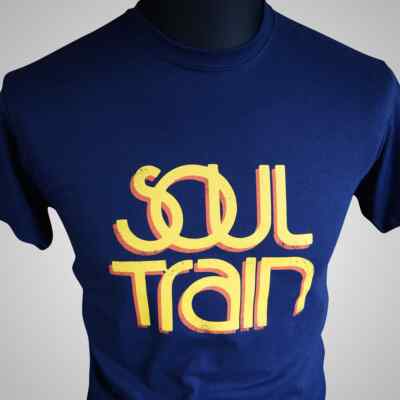Soul Train Retro TV T-Shirt Musik Tanz Bands 70er 80er Funk Disco blau