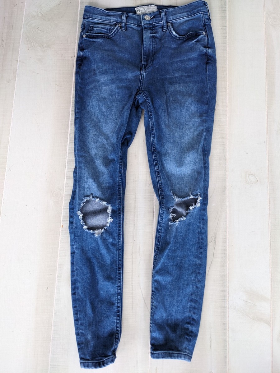 アート FREE PEOPLE Women's Busted Knee Distressed Stretch Skinny Jeans