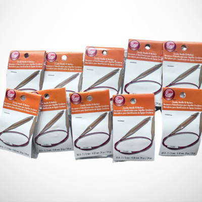 Boye Circular Needle ID Markers 24 pc / US 0-7 / 2mm - 4.50 mm NEW