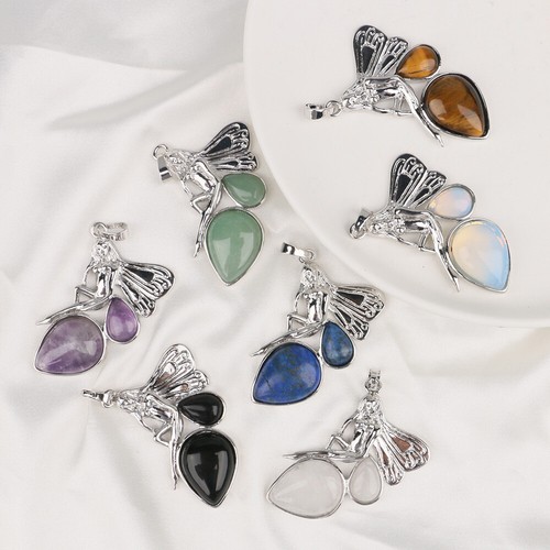 Fee Elf Quarz Kristall Wassertropfen Edelstein Anhänger DIY Schmuck Geschenk - Bild 10 von 28