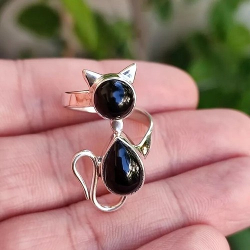 Bague Homme Argent 925 Avec Onyx Noir - Taille 50, Anneau Simple Vintage, Neuf Sans Boîte