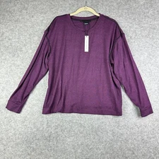 Sanctuary Top Womens Large Purple Soft Stretch Contrast Piping Casual NEW