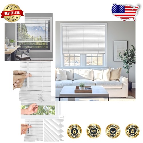 Cordless Mini Vinyl Blinds 17.5" W x 60" H in Elegant White for Modern Homes