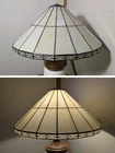 Vintage 20" Mission Tiffany Style Stained Slag Leaded Glass Lamp Shade Geometric