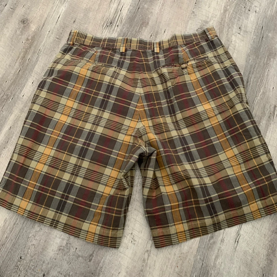 Banana Republic Madras Shorts Mens Size 34 Brown Gold Plaid Lightweight Cotton - Image 3 of 4
