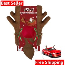 Christmas Reindeer Car Kit - Christmas Car Decorations, 4 in 1 Rudolph Set Re...