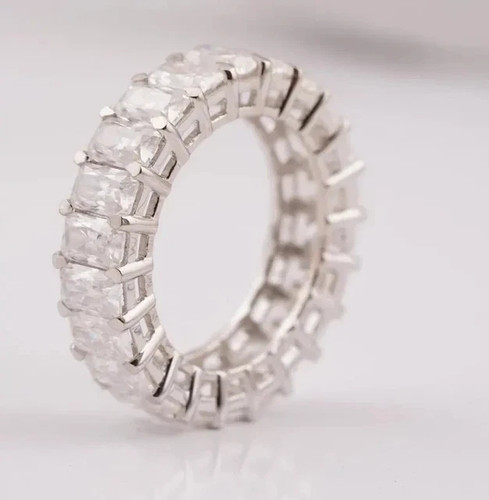 3x5mm Radiant Cut Moissanite Full Eternity Wedding Band 14K White Gold ...