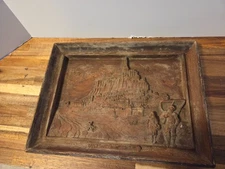 Vintage French 3D Hand Carved Relief Picture "Mont Saint Michel"