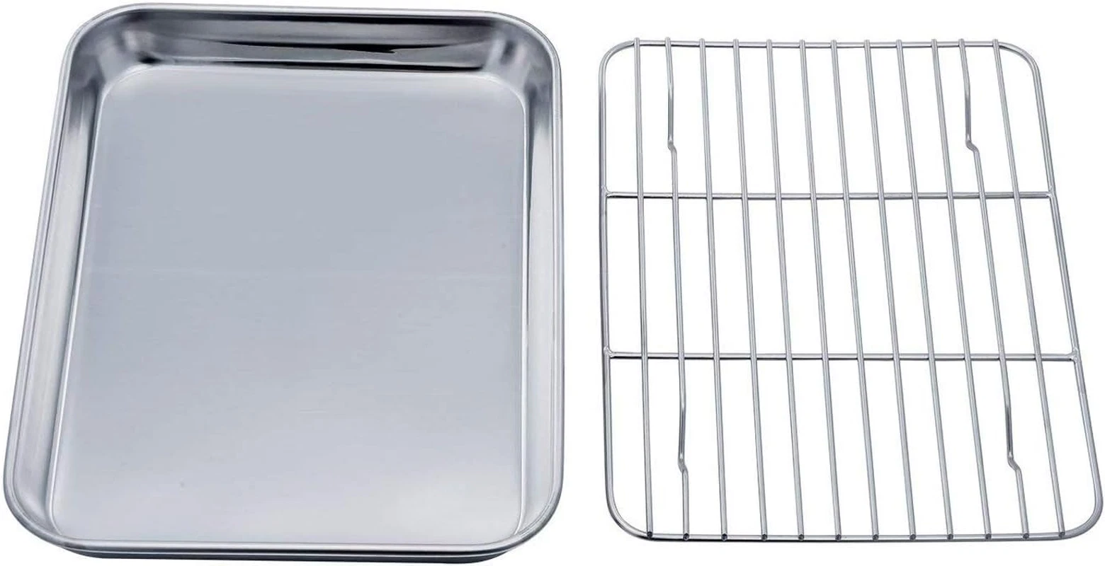 Toaster Oven Tray and Rack Set, 9.3’’ X 7’’ X 1’’, Stainless Steel Toaster Oven