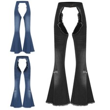 Women Pants Halloween Costume Flared Pants Chaps Adjustable Trousers Dress-Up