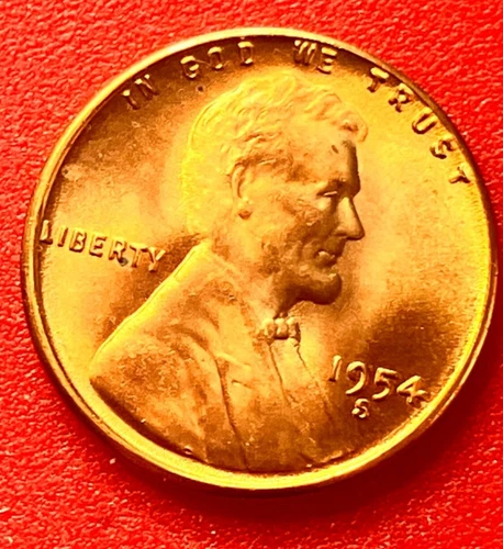 1954-S Lincoln Wheat Cent Penny GEM RED BU From an Original Bank Roll
